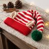 Comfortable Elastic Hat Christmas Elf Knitted Hat Ears And Fluffy Fur Ball Decor Soft Funny Cosplay Headwear Acrylic Striped Cap for Winter Festive