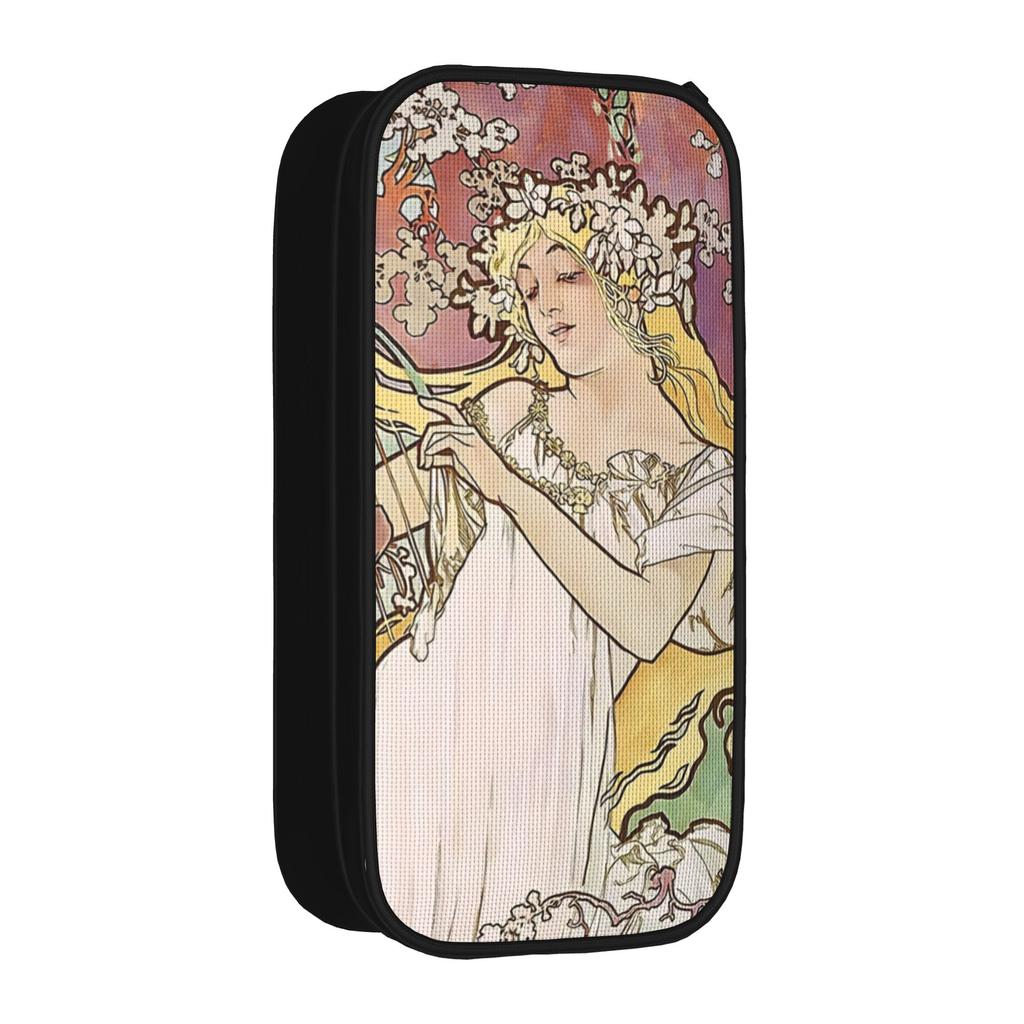 The Four Seasons Alphonse Mucha Pencil Cases New Pen Bag Student Big Capacity Office Cosmetic Pencilcases