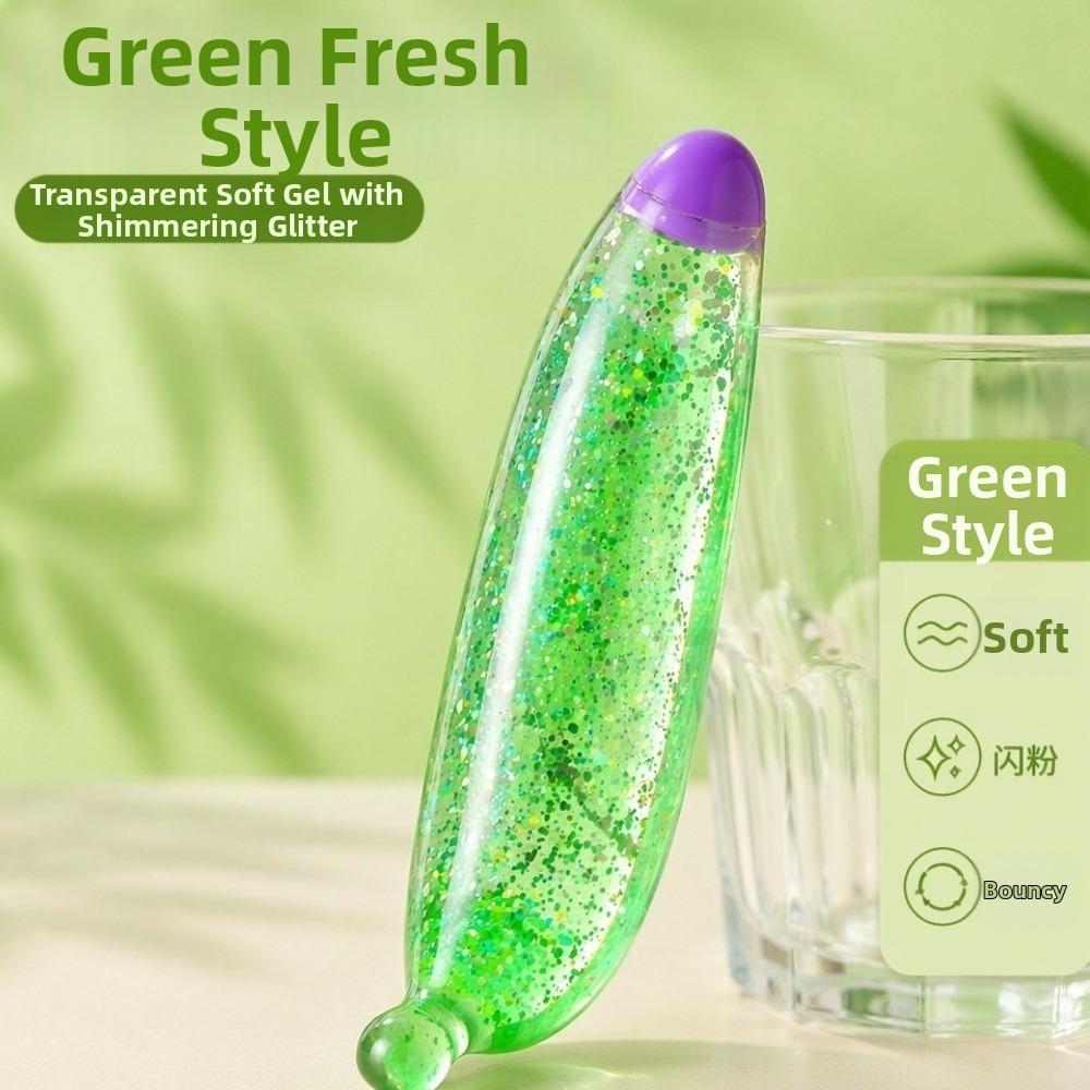 Stretchable Banana Squeeze Toy Glitter Slow Rising Toy New Glitter Squeeze Toy for Adults зелёный
