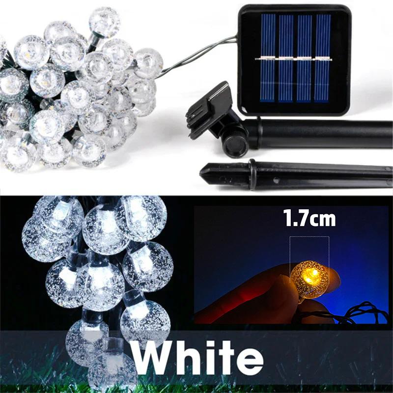 20~200LED Solar String Lights Outdoor Crystal Fairy Light Christmas Garland 8 Mode Waterproof Patio Light for Garden Party Decor