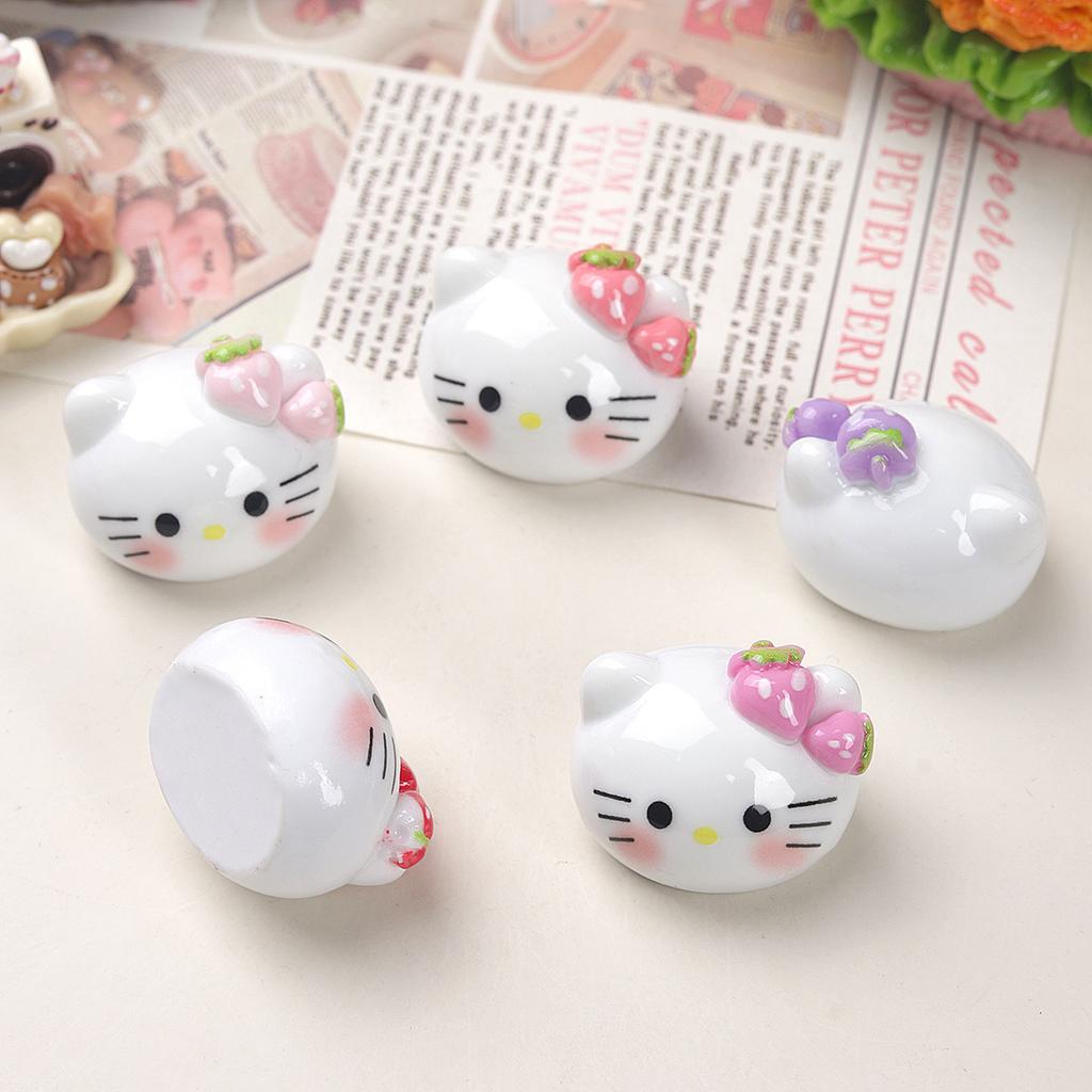 10/50PCS Cartoon DIY Fruit Big Head Cat Resin Accessories Accessories Cream Gel Hair Clip Keychain Pendant Accessories