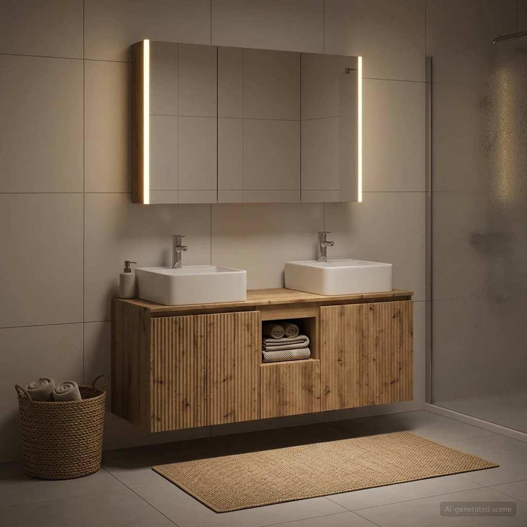 Bathroom Cabinet Set 4 pcs Artisan Oak Wood Based Material