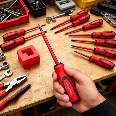 6pcs All-in-One Magnetic Screwdriver Set, Pivoting Head & Anti-Slip Handle, Strong Tip, Phillips+Slotted Bits