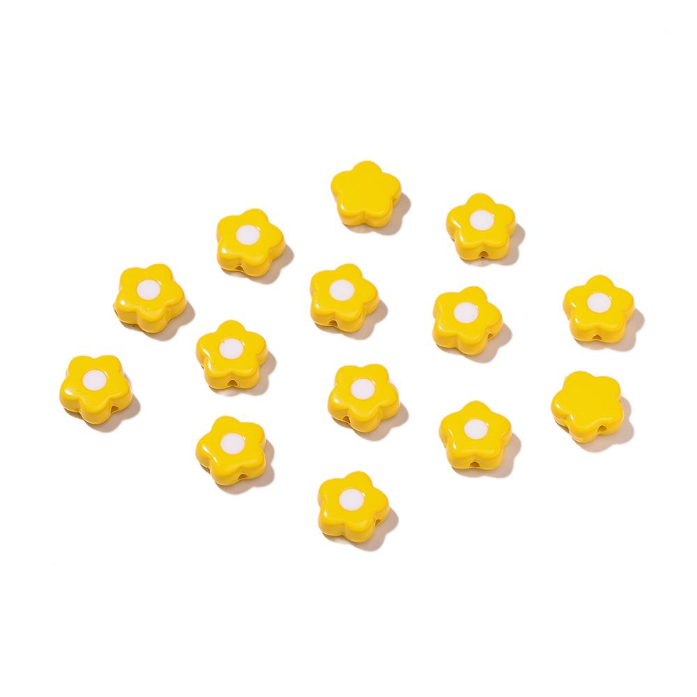 5pcs/Lots Colored Acrylic Enamel Flower Shaped Beads Spacer Loose Beads for DIY Necklace Bracelet Jewelry Making Findings