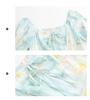 Blumenprint-Maxikleid in Übergröße mit Puffärmeln und Taillengürtel für einen schlankmachenden, süßen Sommer-Look