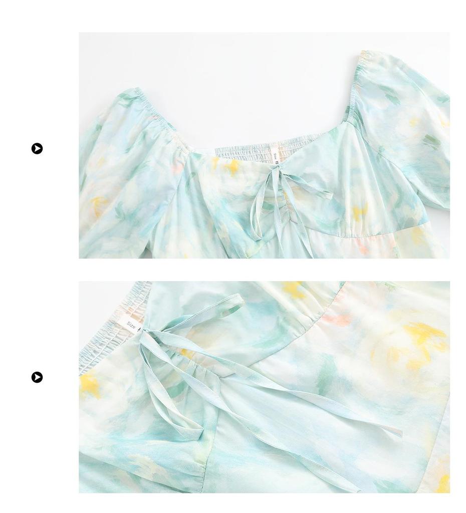Blumenprint-Maxikleid in Übergröße mit Puffärmeln und Taillengürtel für einen schlankmachenden, süßen Sommer-Look