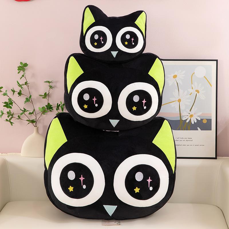 Luo Xiaohei throw pillow cat plush toy big-eyed cat doll cute cat throw pillow Valentine's Day birthday gift