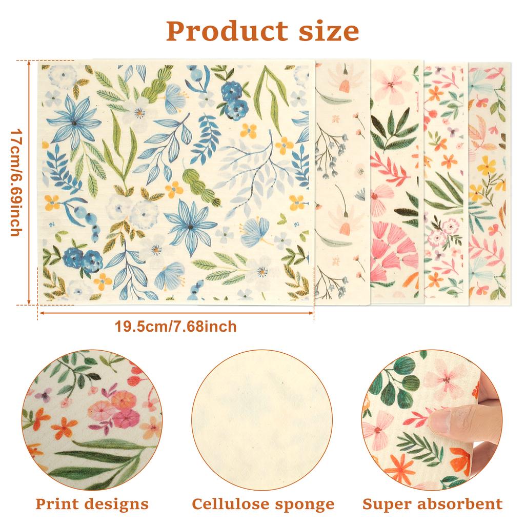 5/6/12PCS Kitchen Dish Towels Reusable Dishcloths Washable Kitchen Dish Rags Absorbent Soft Cellulose Sponge Cloths 7.7*6.7inch