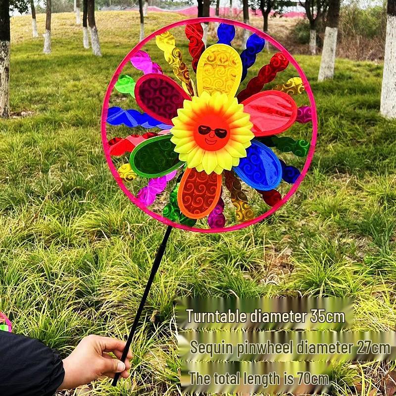 Colorful Wooden Sunflower Windmill Toy 