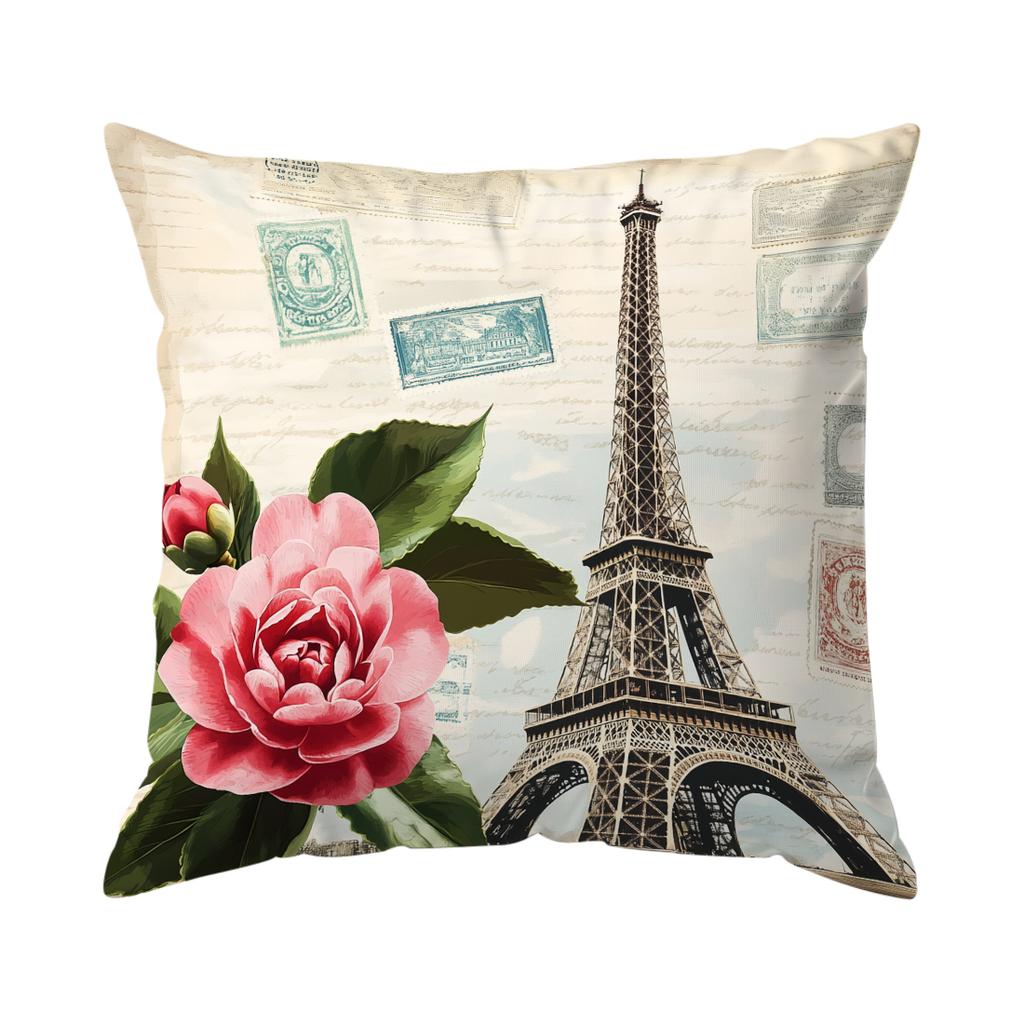 1/4Pcs Setretro Paris Eiffel Tower Cushions Pillowcase Polyester Cushion Cover Throw Pillow Pillowcover Home Car Sofa Decor
