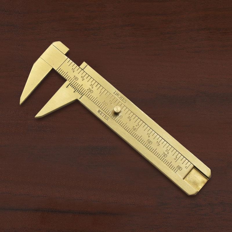 Vernier Caliper Copper Alloy Mini Brass Sliding Pocket Caliper Metal Double Scale for Measuring Gemstones & Jewelry