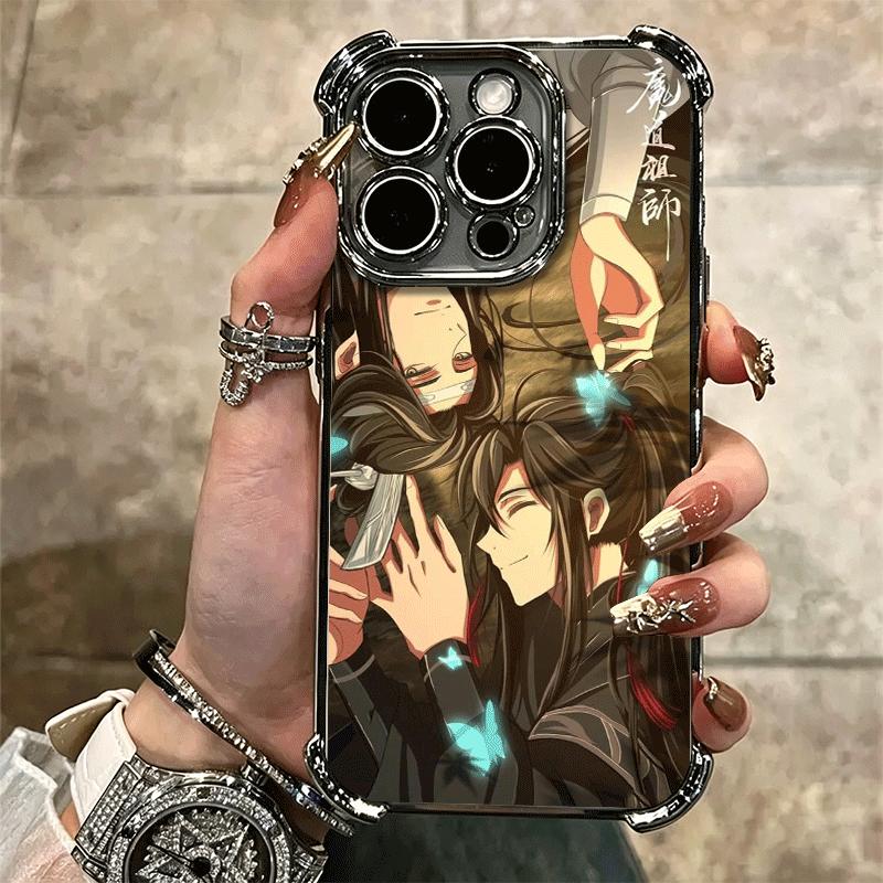 Mo Dao Zu Shi Anime Plating Phone Case For Iphone 16 17 Pro Max Air 16E 14 15 Plus 12 13 Mini Anti-Fall Airabag Cover