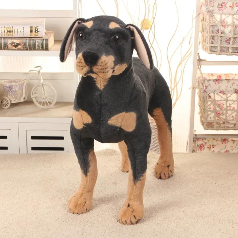 Realistic Standing Black Dog Stuffed Plush Toy Simulation Animal Doll Kids Gift Photo Shooting Props Children Comfort Plush Toy