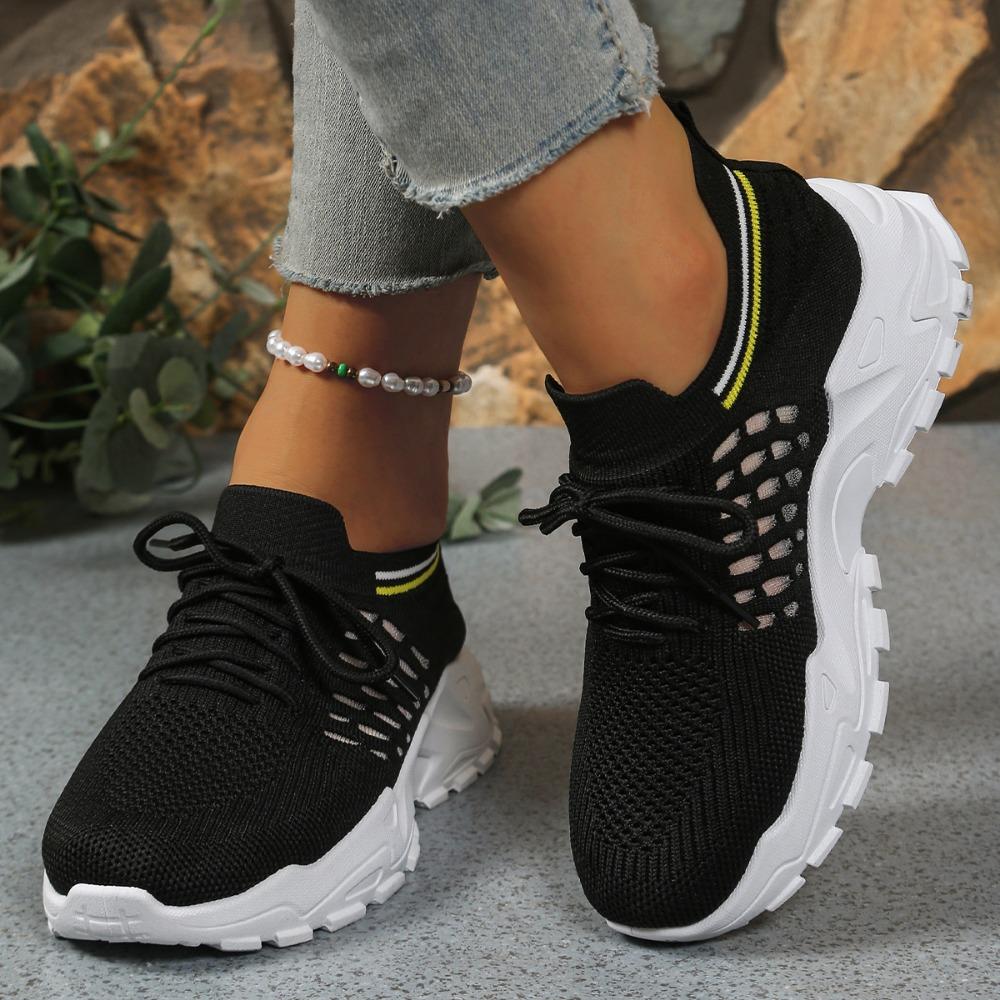 

Женские кроссовки Slip On Flying Shoes Кроссовки на дышащей сетчатой платформе Уличная теннисная обувь Весенние кроссовки на толстой подошве 40 чёрный