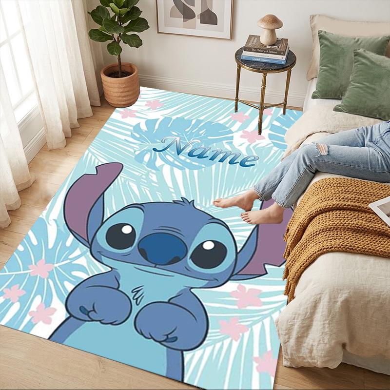 Personalized Name Stitch Dreams Living Room Non-Slip Area Rug Soft Carpet for Bedroom Kids Playroom Sofa Office Home Decor Doormat