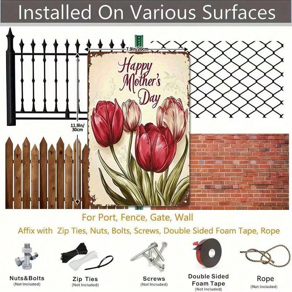 Vintage Dutch Tulip Metal Poster Wall Art Home Decor Gift