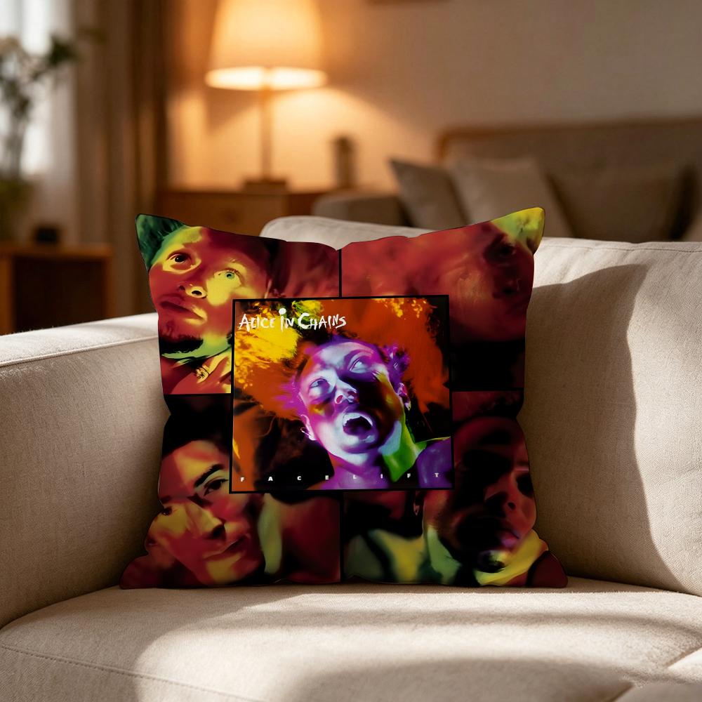 Alice In Cchains Band Singer Pillow Case Cushion Cover Soft Washable Pillow Case MultiScene For Couch Bed Travel Office Use