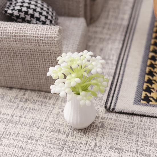 Mini Vase And Flowers 1:12 Scale Vase Miniature Tiny Table Centerpiece Flower Vase for Doll Mansion Living Room Decor