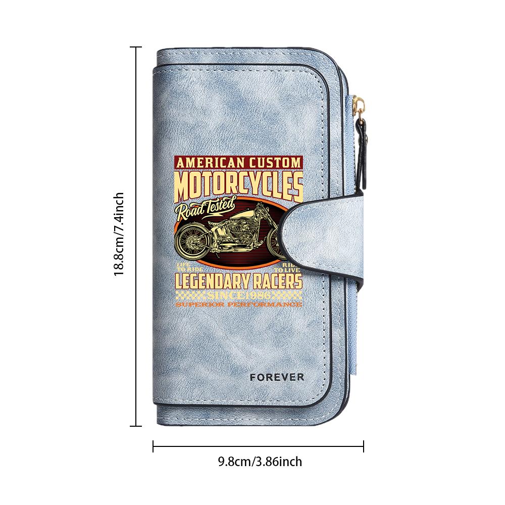 Retro Motorcycle Print Wallet Multi Card Slot Vintage Purse