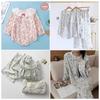 135x50cm Blue Floral Pure Cotton Double-layer Gauze Crepe Fabric For Home Clothes Pajamas Blankets Handmade DIY Fabrics YHTJ0187