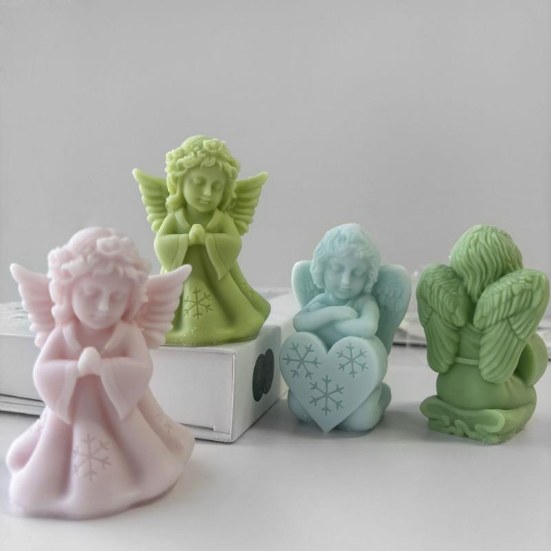 DIY Süße Engelskerze Silikonform 3D Gebetsengel Form Gips Basteln Harz Zement Seifenform Weihnachtsgeschenk Handgemachte Werkzeuge