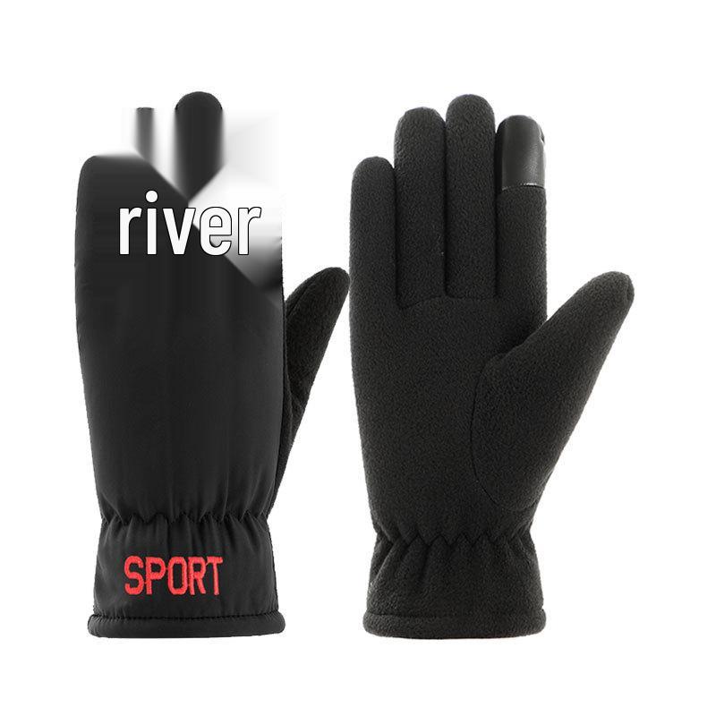 

Мужские и женские зимние перчатки на флисовой подкладке для катания на лыжах и велоспорта: Сенсорный экран, Ветрозащитный, Водостойкий, Теплый чёрный