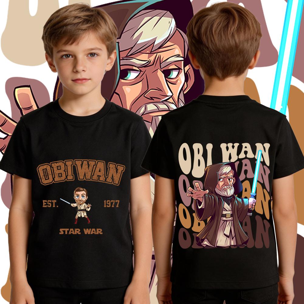Star Wars ObiWan Kenobi Printed T Shirt for Boys Kids Cotton Casual Short Sleeve Tee Top