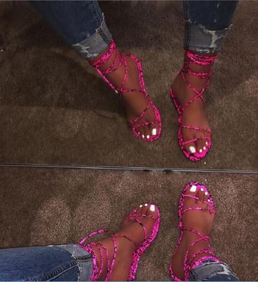 2024 Fashion Women's Flat Sandals Summer Outside Leopard Snake Print Shoes Ankle Strap Buckle Strap Gladiator Sandals Ty67
