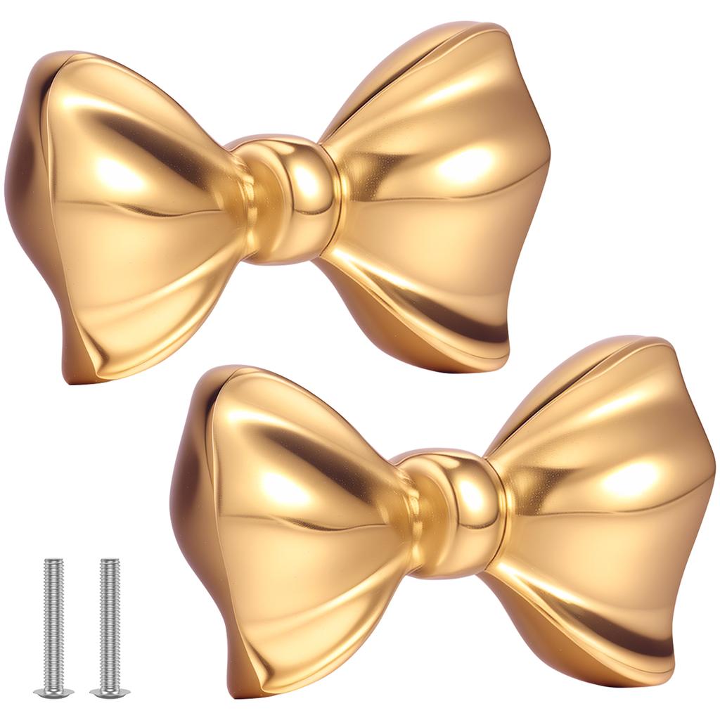 2/4/6Pcs Bow shaped drawer handle decoration Brass material is sturdy and durable Easy to install Wardrobe handle decoration