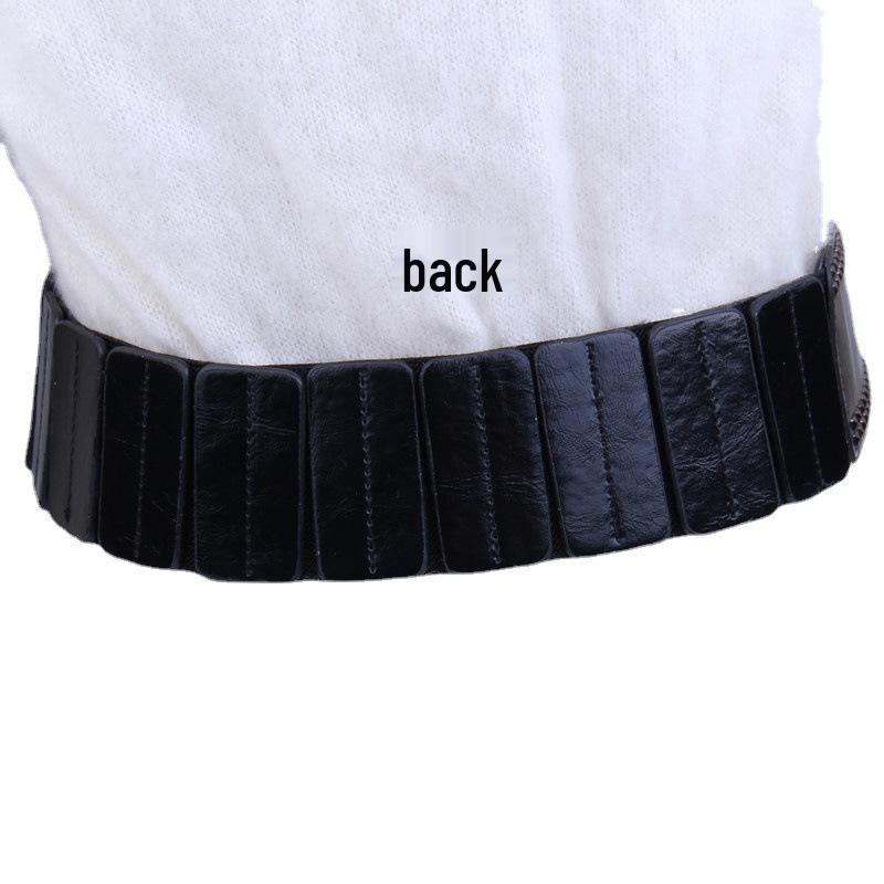 Red Wide Leather Waist Belt: Women's Korean, European & American Style Elastic Accessory