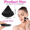 12pcs Triangle Powder Puff, Reusable Face Makeup Puffs with Strap, Wet Dry Dual-Use Powder Puff for Women Face Body Beauty Makeup Tool (Black)