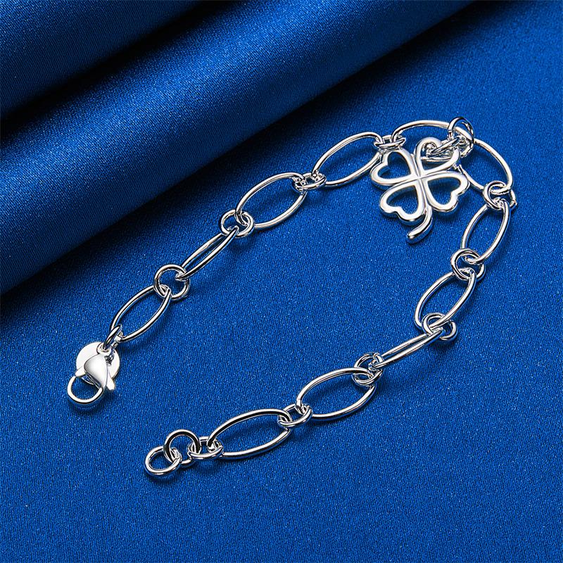 925 Sterling Silver 8-inch Exquisite Clover Bracelet for Women's Parties, Fashionable Weddings, Jewelry Accessories