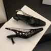 Fashion Comfort Hollow High Heeled Sandals Women Fashion Square Toe Buckle Kitten Heel Brand Designer Shoes Elegant Outdoor Office Shoes