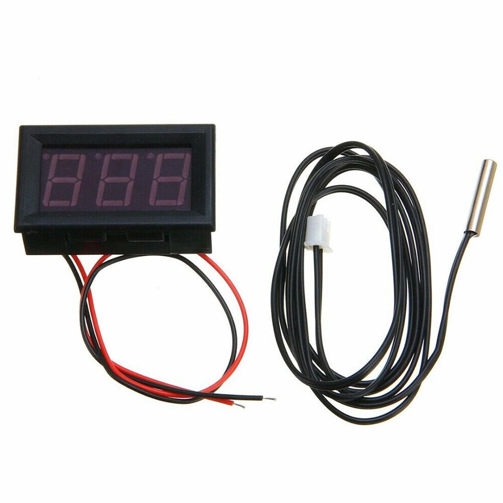 DC 12V LED Digitales Thermometer Temperaturfühler Panelmeter 50~110°C Detektor mit Temperatursonde zur Überwachung der Autotemperatur