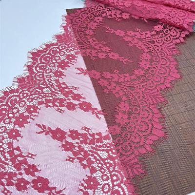 3m X 34.5cm Dark Pink French Chantilly Lace, Inelastic Eyelash Lace Fabric  for Sewing, Bra, Underwear, Lingerie, Dress, Garment, Crafting