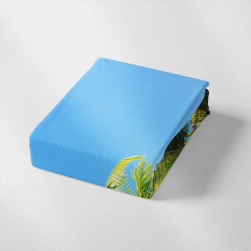 Blue Sky Green Coconut Tree Three-Piece Quilt Cover Digital Printing Bedding Set Bed Cover
