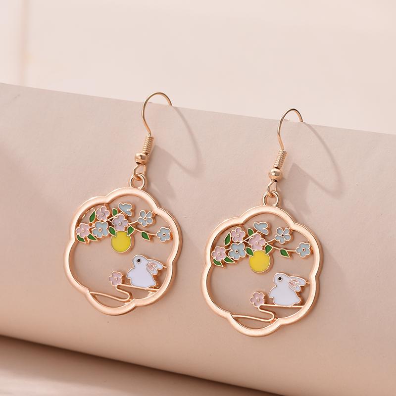 

Fashion Cute Cat Earrings for Women Korean Sweet Cartoon Moon Flower Geometric Dangle Earrings Girls Birthday Party Jewelry Gift