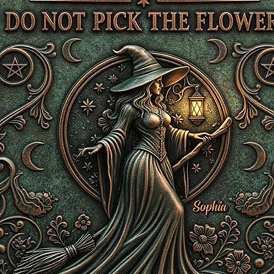 Witch Garden Warning Sign Weather-proof Rusty Vintage Halloween Do Not