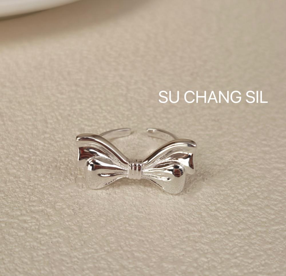 S925 Sterling Silver Bow Ring for Women - Korean Inspired Personalized Open Design Adjustable Open