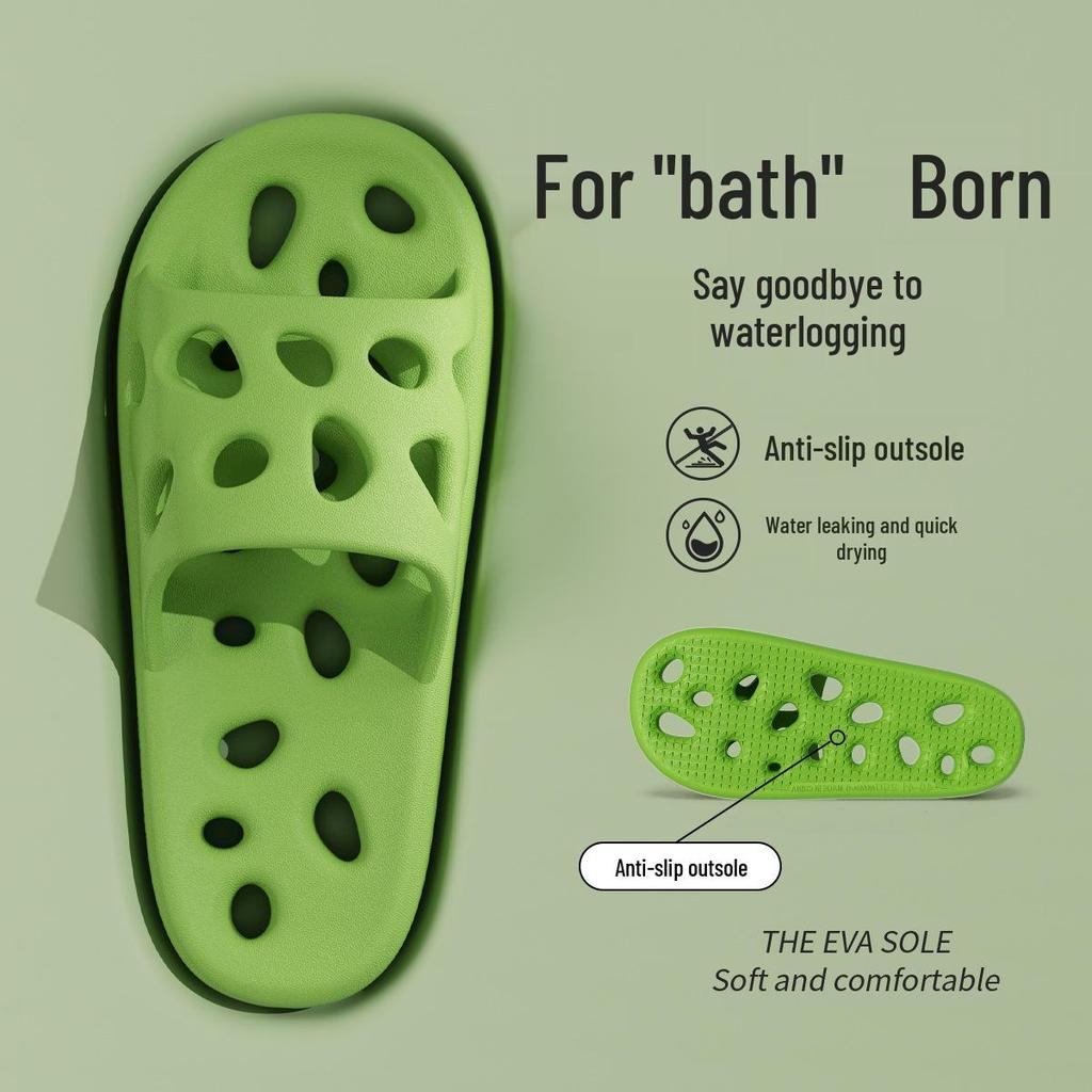 EVA Plus Size Non-Slip Shower Slippers for Men & Women - Hollow, Odor-Free, Indoor/Outdoor Use