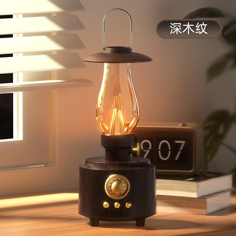Bluetooth 5.0 Hoparlör Retro FM Radyo Vintage Atmosfer Işığı Şok Edici Bas Ses Kutusu Müzik Çalar TF Kart USB AUX Desteği Ev Dış Mekan Kamp Lambası