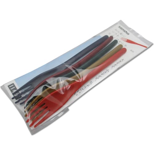 Endosansho Mouth-Friendly Soft Hime Fork, Japanese Color, Set of 5