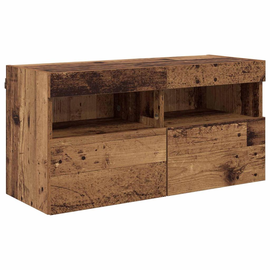 TV Wall Units with LED Lighting 5 pcs Reclaimed Wood Look 80 x 30 x 40 cm