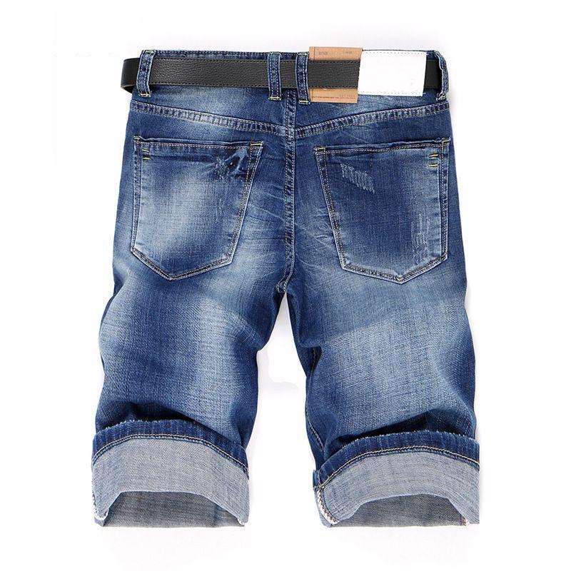 Large Size Men Hole Denim Shorts Male 