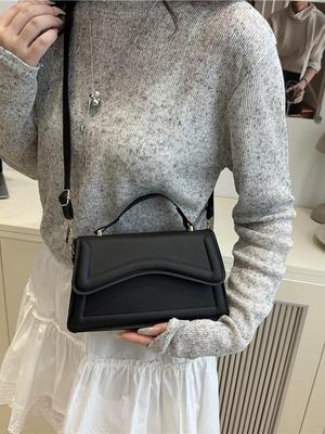 Retro Einfarbige Umhängetasche - Modisches Schlichtes Design, Pendler-Schulter-Handtasche, Kleine Quadratische Form