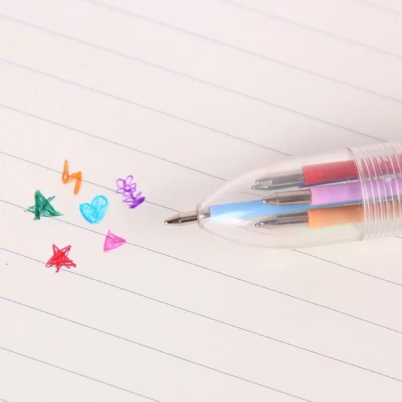 Kreativer Transparenter 6-Farben Kugelschreiber Niedlich Kawaii Schüler-Schreibwaren Mehrfarbig Büro-Schulbedarf Schreibwaren