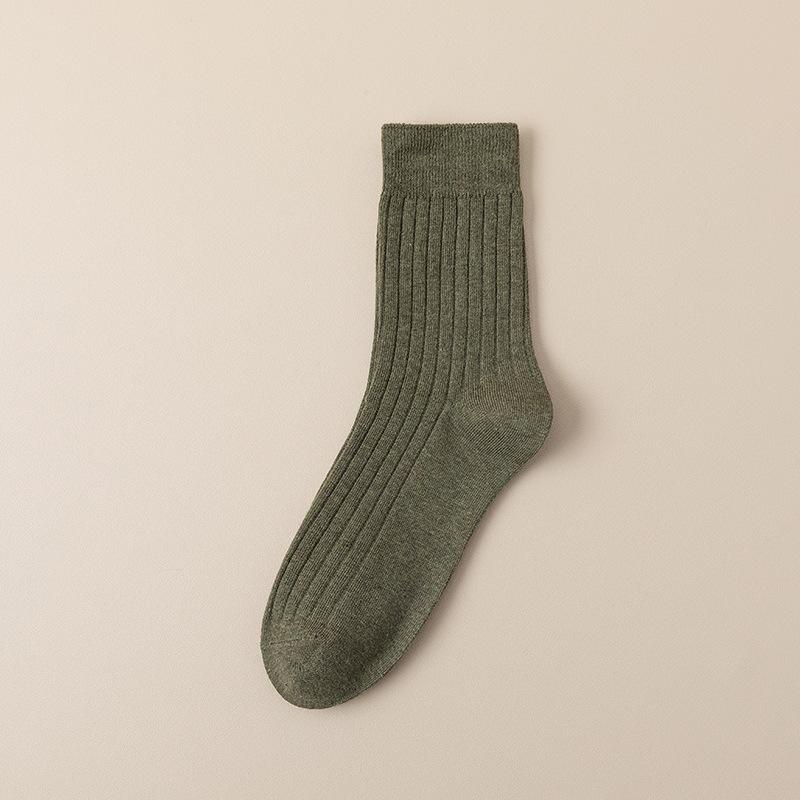 Calzini Uomo Autunno/Inverno Cotone Pettinato Fine Calzettoni a Mezza Gamba Casual Traspiranti Calzini in Puro Cotone Retro Business Calzettoni Lunghi