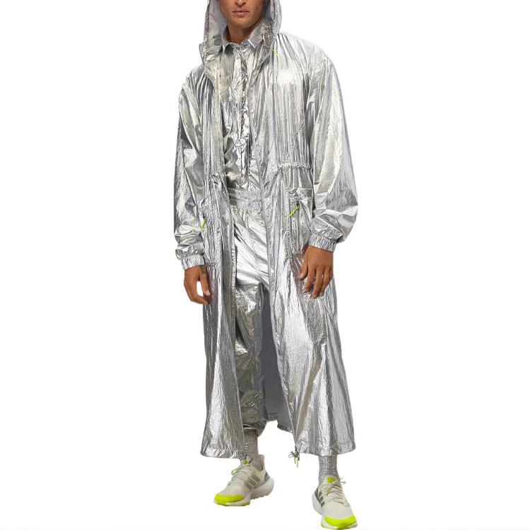 Adidas Originální metalická anoraková bunda Ivy Park se stahovací šňůrkou a celopropínacím zipem, unisex svrchní oděv, stříbrná HY8613