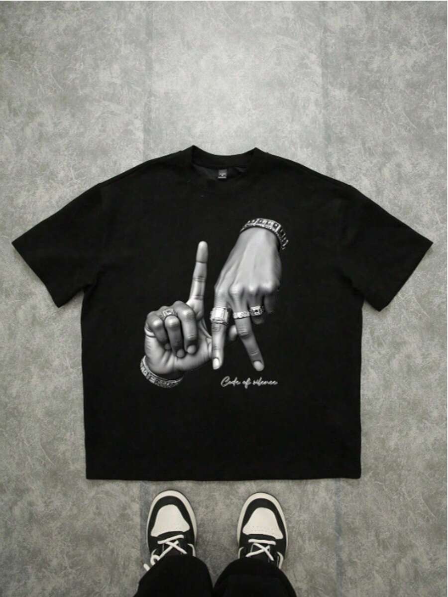 

Los Angeles LA Letter Hand Gesture Logo Print Casual Oversized Unisex T-Shirt XXXL