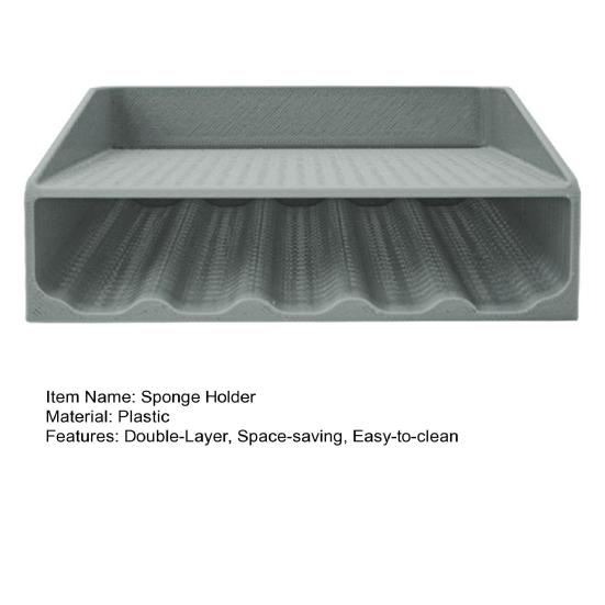 Sponge Holder Double-Layer Sponge Stand No-drill Quick Drying Sponge Rack Sink Organization Sponge Caddy for Kitchen Countertop Bathroom